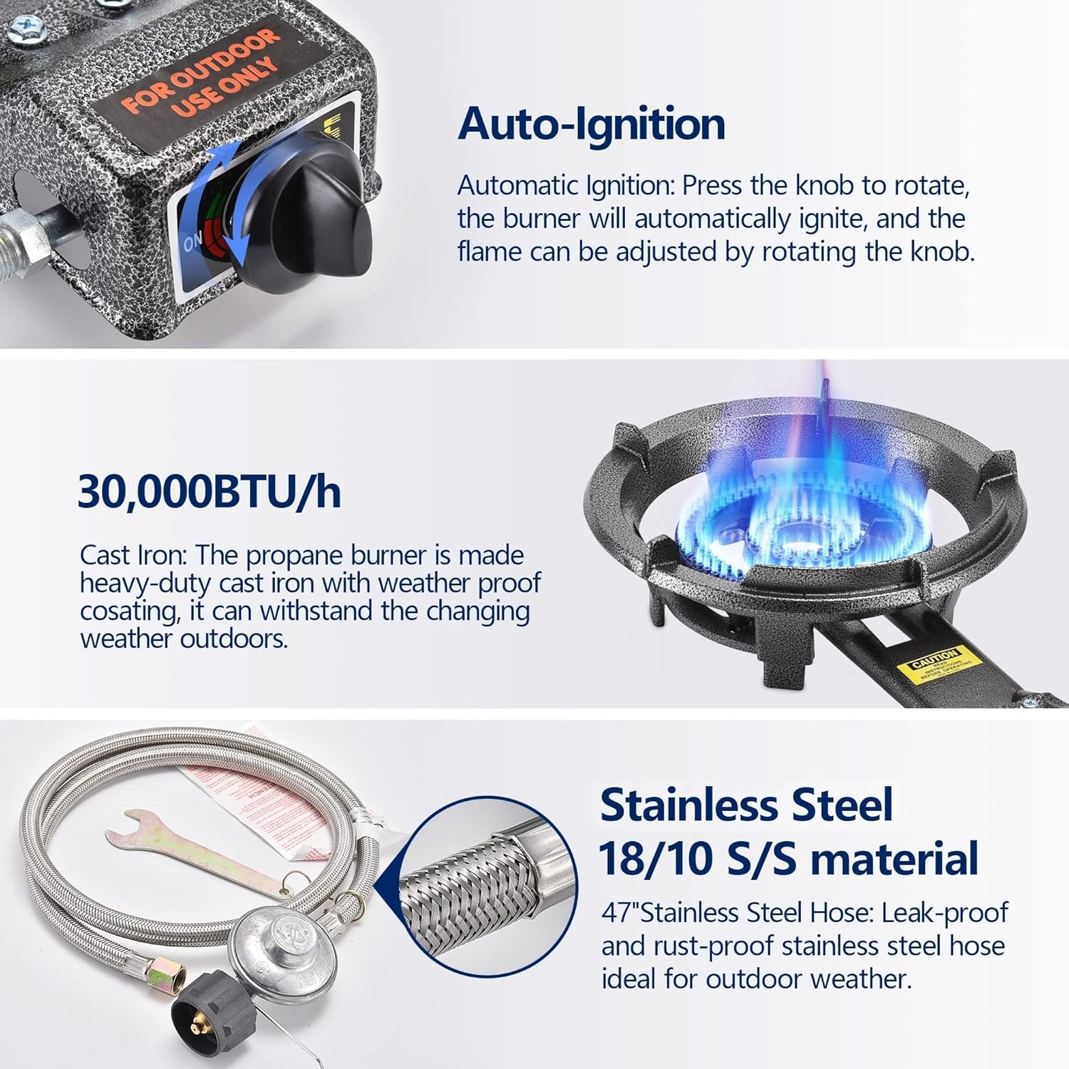 ARC 23" Black and Stainless Steel Propane Burner Set