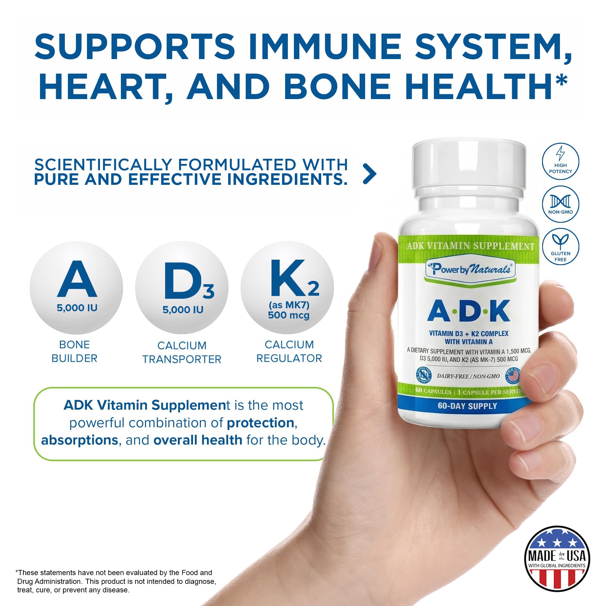 Power By Naturals ADK Vitamin Supplement - Vitamins A, D3 & K2 MK-7 — Amazon image 8