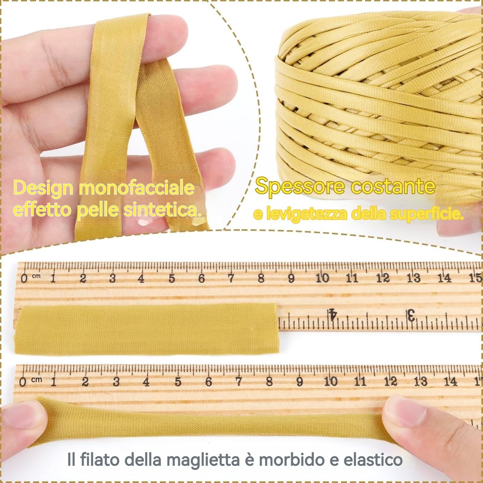 Fettuccia per Borse a Uncinetto, Aspetto Similpelle Filato Grosso in Poliestere Cordino per Borse Uncinetto, Filati per Borse Cestini Fai da Te Decorazioni