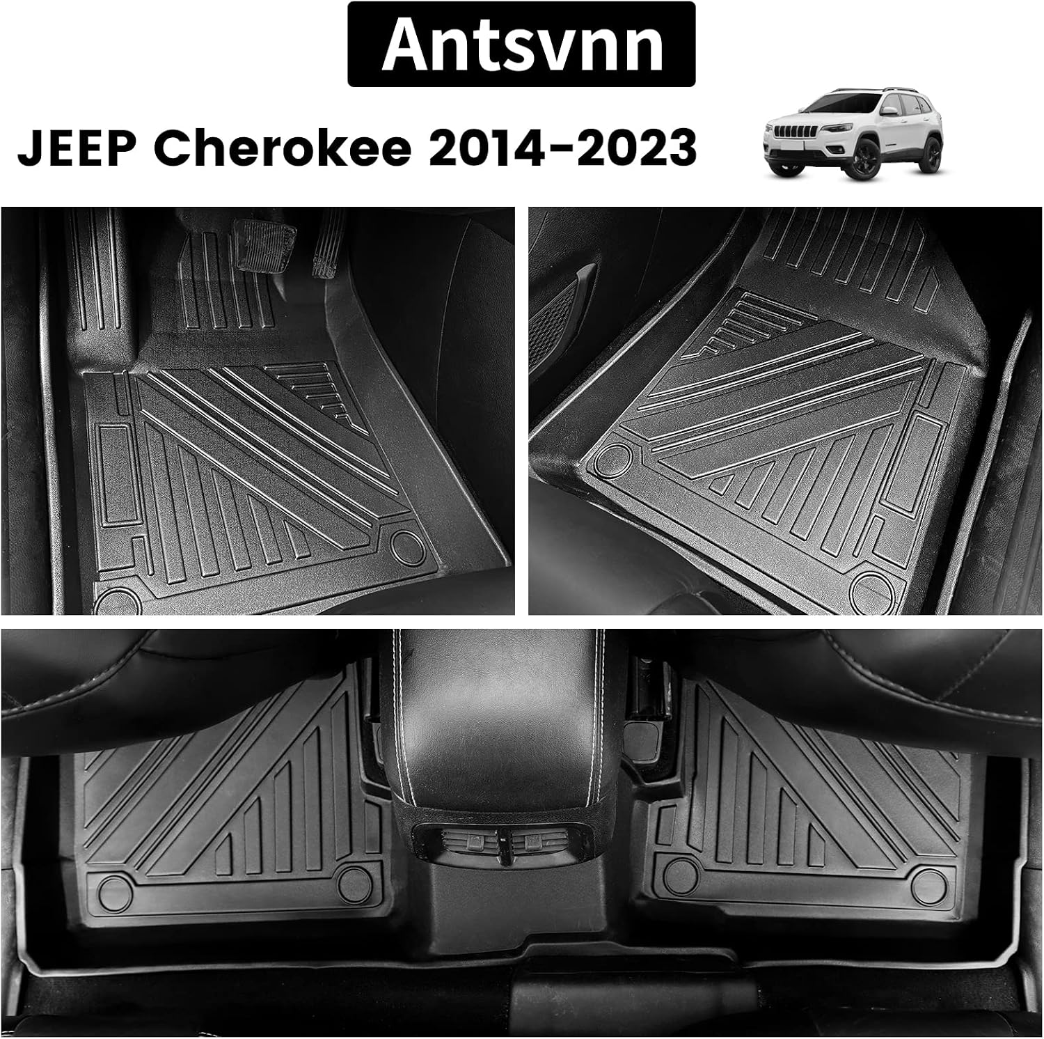 Floor Mats & Cargo Trunk Liners Fit for Jeep Cherokee 2023-2014 (Not for Grand Cherokee) All Weather Custom Rubber FloorTrunk Mats Black Protector for 2014-2023 Jeep Cherokee Accessories