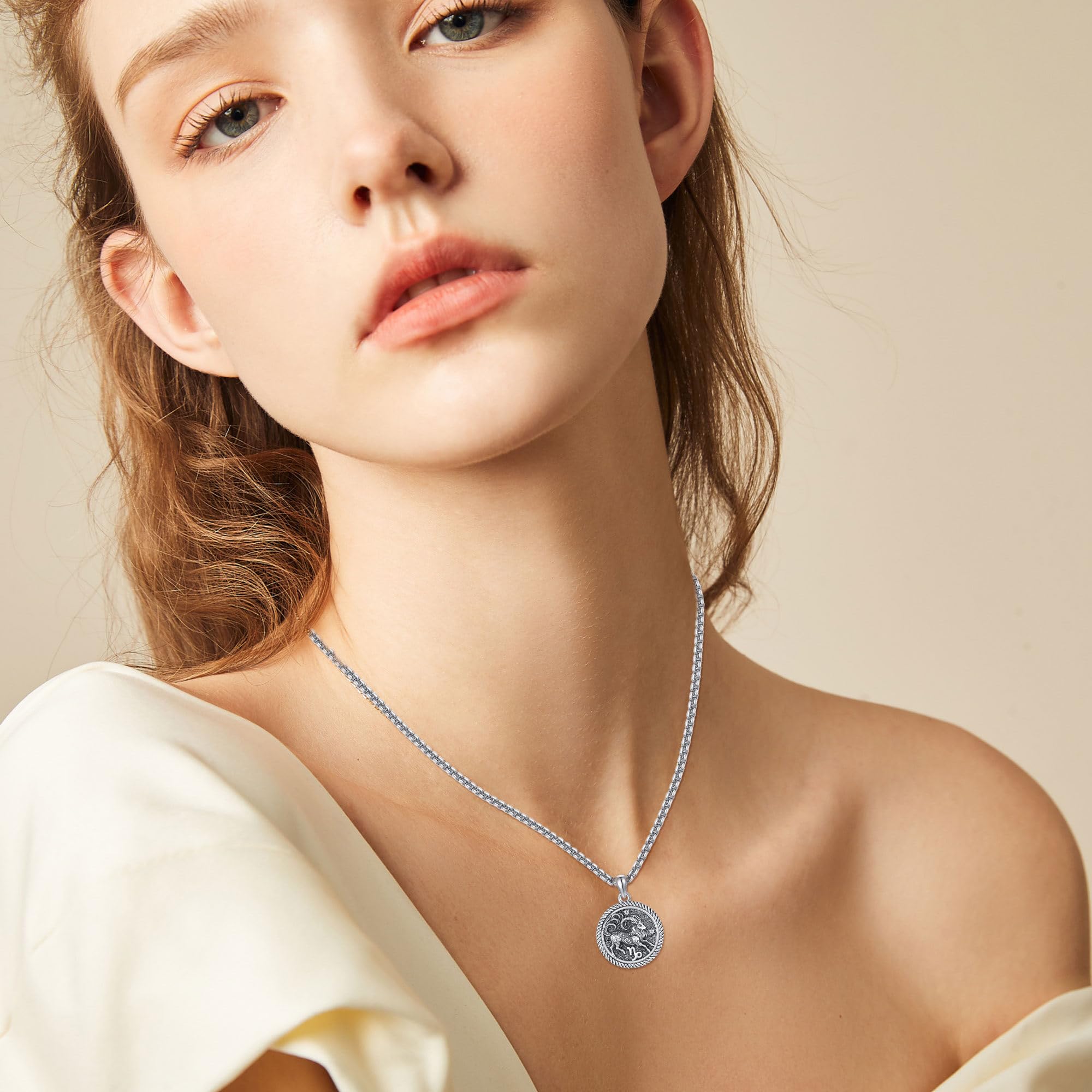 URONE Steinbock Kette Silber 925 Steinbock Anhänger Sternzeichen Schmuck Geschenke für Damen Herren