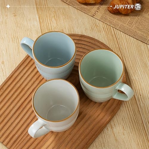 Miniatura 6 de famiware Jupiter - Juego de 4 tazas de café de 14 onzas, aptas para microondas y lavavajillas, tazas de café con asa para café, té, cacao, leche,