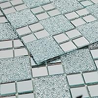 Vista 19 de Lovdeco Peel and Stick 2" Mirror Glass Mosaic Tile 9 Faces Beveled Silver Crystal Mosaic Tile for Kitchen Backsplash, 12x10 Inch, 5 Sheets