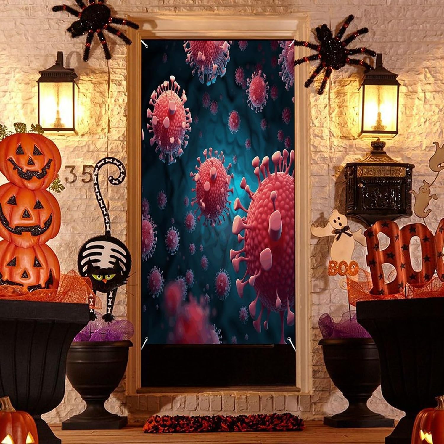 Full of Dark Cartoons+ French Door Curtains for Doorway.Blackout Curtain - Blackout Privacy Sidelight Door Window Drapes.Door Streamers 1 Panel with Tieback Light Thermal Curtains.