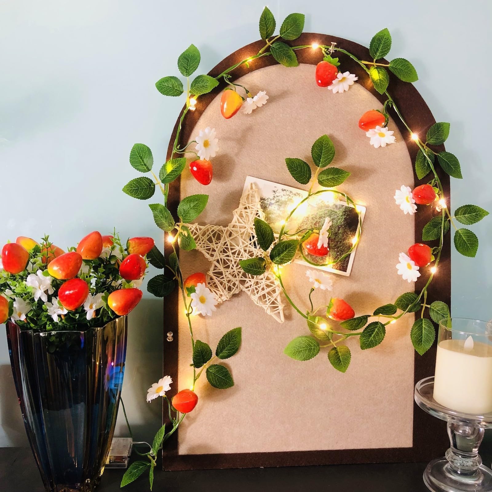 Amazon.com: Sezrgiu Artificial Strawberry Flower Vine with 20 LED