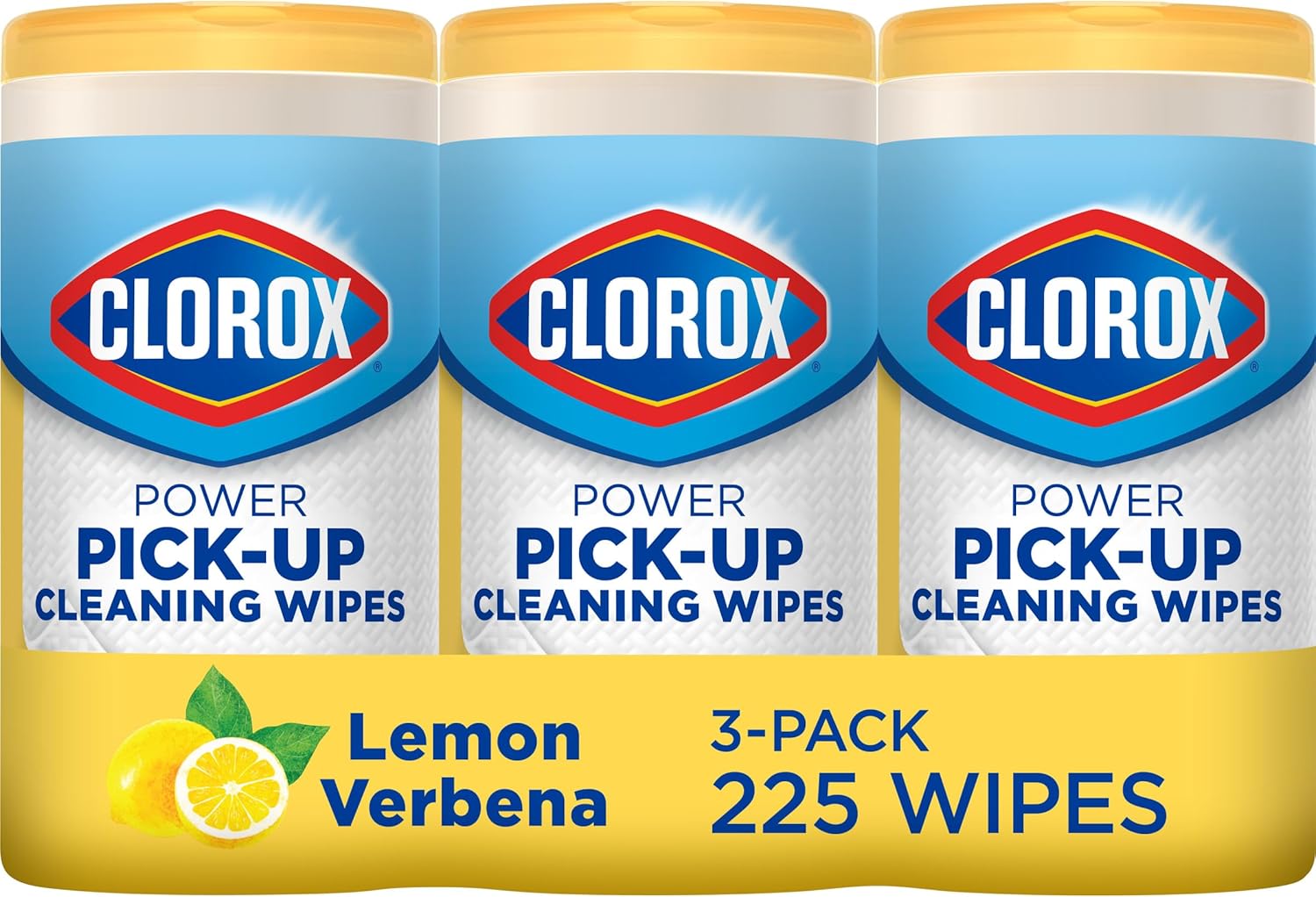 Clorox Power Pick-Up Cleaning Wipes, Lemon Verbena, 75 Paper Towel Wipes, Pack of 3 (Pack May Vary)