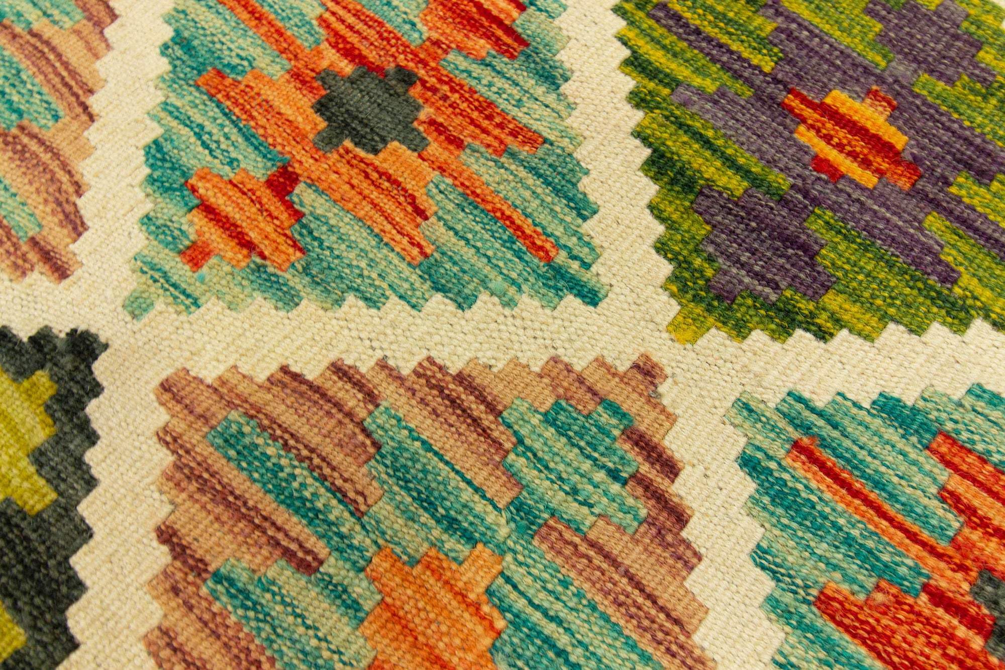 Kilim Tapis 100 % laine 125 x 80 cm, fait à la main, pièce unique de style Herat Boho multicolore, tissage plat, tapis d'entrée et chambre