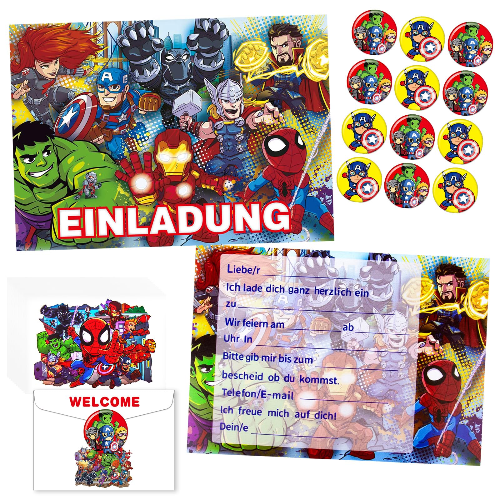 Dekewe 12 Stück Einladungskarten Kindergeburtstag Mädchen Junge, Thematische Party Geburtstag Einladungskarten, Kindergeburtstag Einladungskarten für Feierlichkeiten oder Geburtstagsfeiern