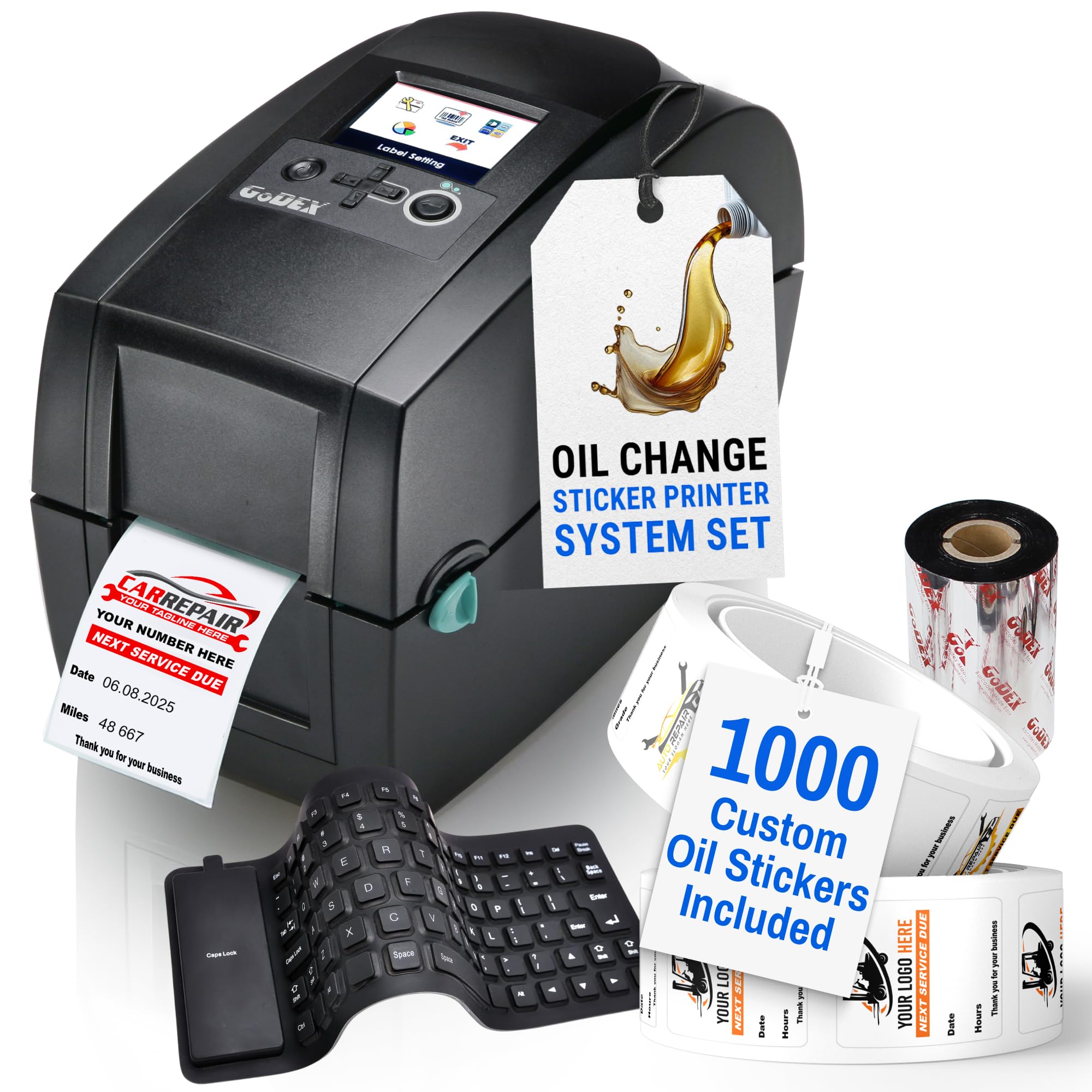 McAuley Labels Oil Change Sticker Printer Machine - Godex RT200i