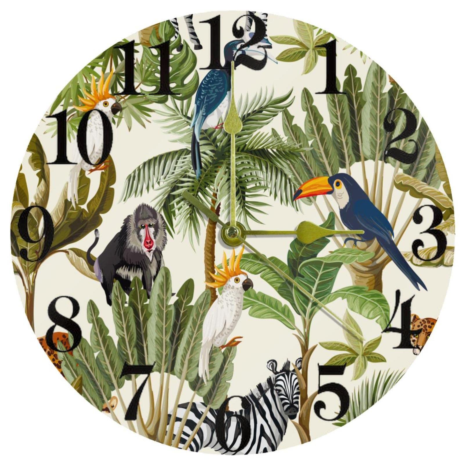 Horloge murale exotique ronde de 25,4 cm idéale pour décorer une cuisine familiale