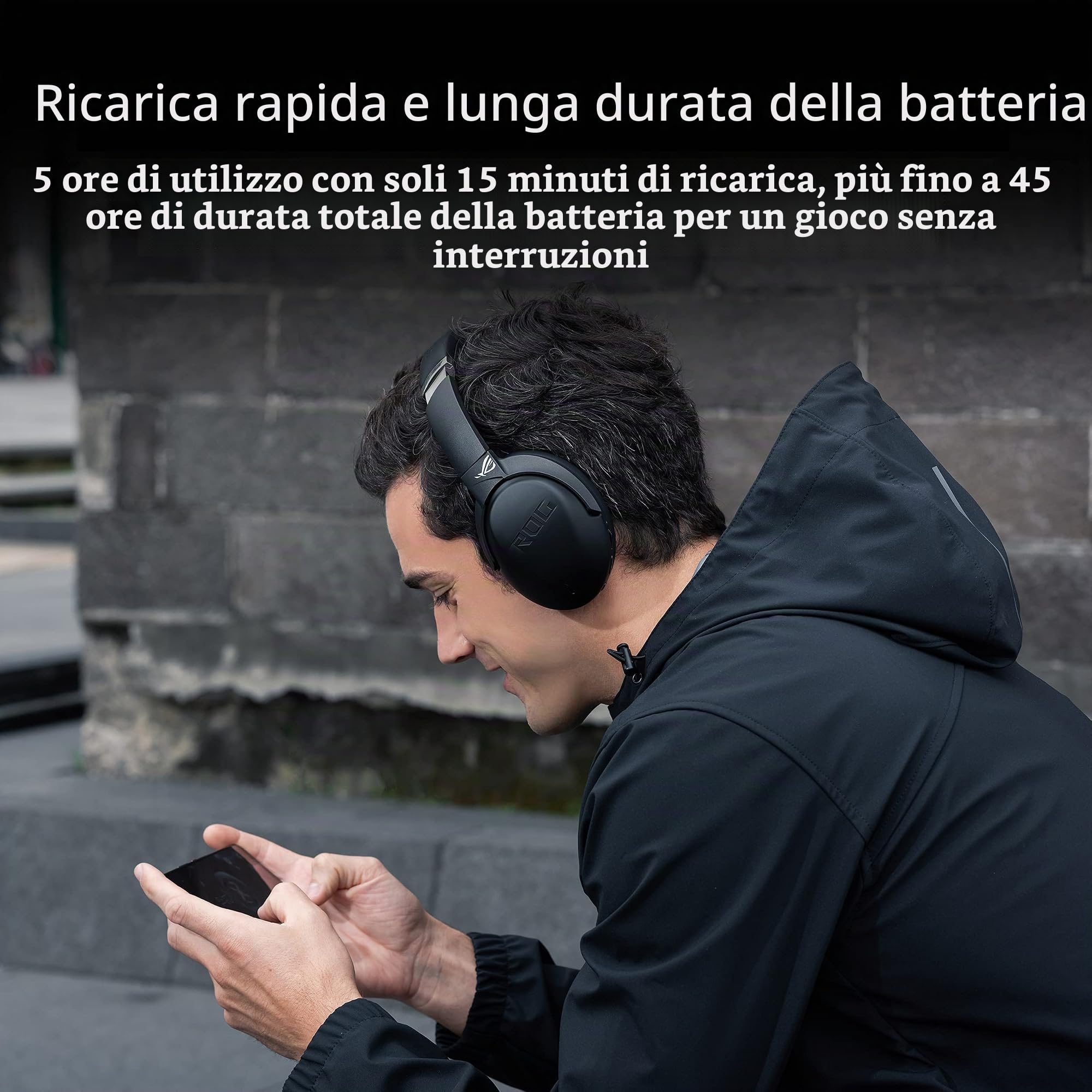 ASUS ROG Strix Go BT Cuffia Gaming Bluetooth, 3.5mm, Microfono Cancellazione Rumore, Tencologia Active Noise Cancelation, Per PC, PS4/PS5, Nintendo Switch, Xbox Serie X/S e Dispositivi Mobile, Nero