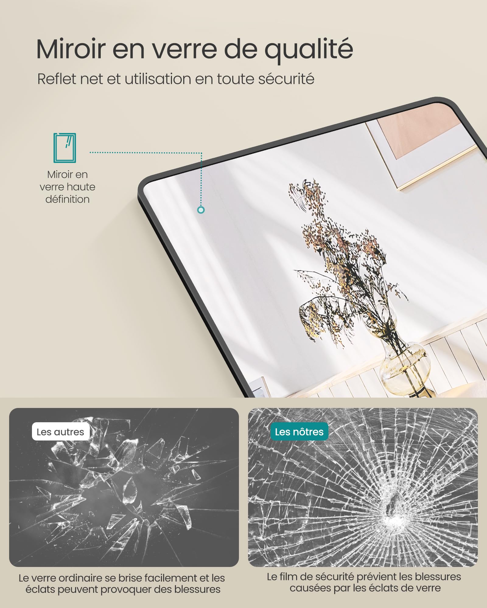 Staande Passpiegel met Aluminium Frame voor Slaapkamer