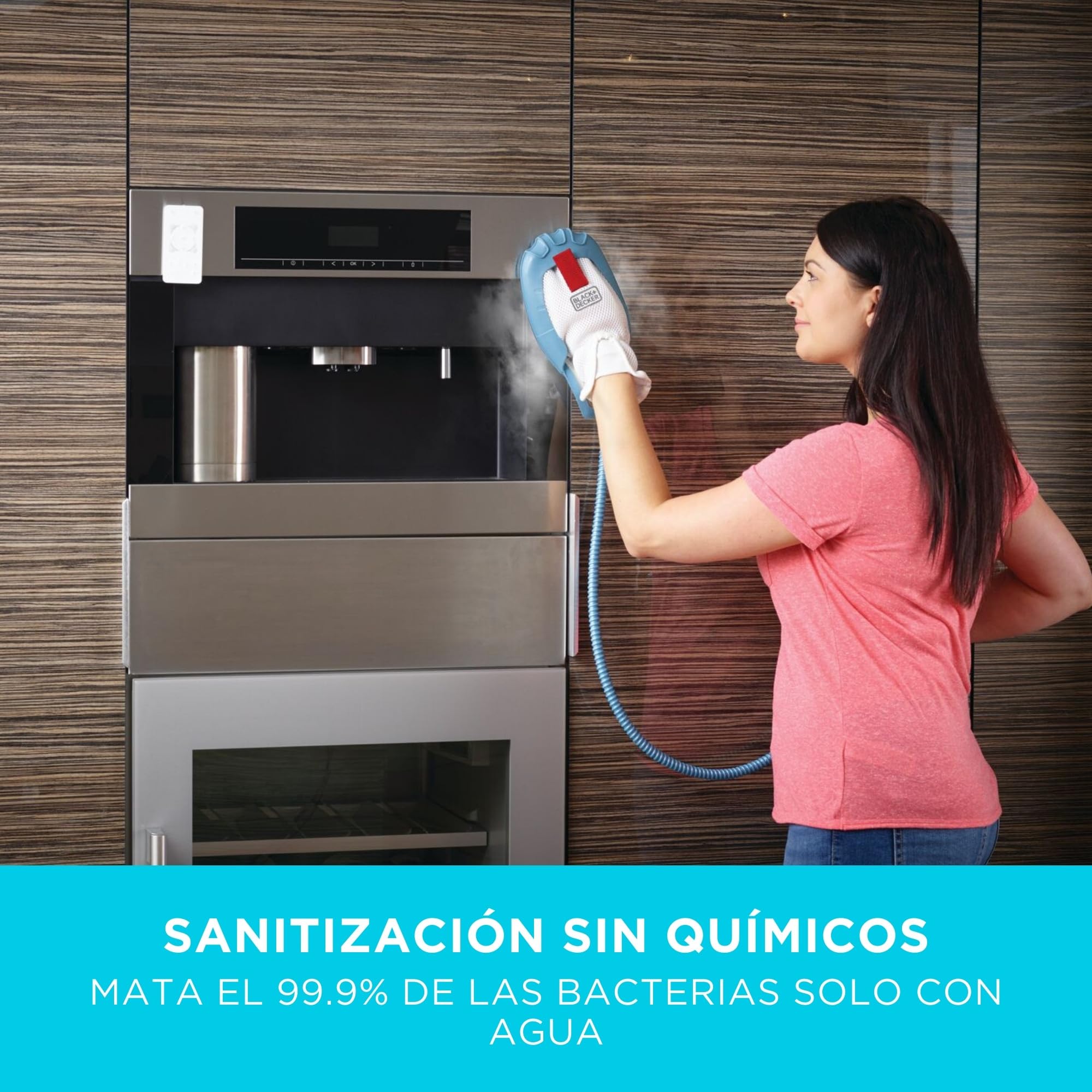 BLACK+DECKER Fregona a vapor y limpiador de mano multifunción 10 en 1 con guante y accesorios STEAMitt, BHSM1615DAM-QS