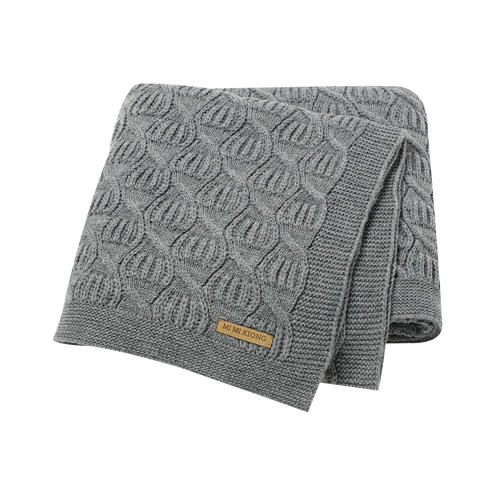 LAWKUL Baby Blanket Knitted Extra Soft Knit Blankets for Newborn Boy Girls Toddler 100x80cm Dark Grey