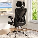 Ergalithic Accueil Bureau ergonomique Chaise-ordinateur X-Shaped Desk Chair Mesh PU Cuir avec support Lombaire réglable-Président Exécutif Haut Bureau de dossier avec accoudoir Armes Flip-Up pour longues heures (Noir)