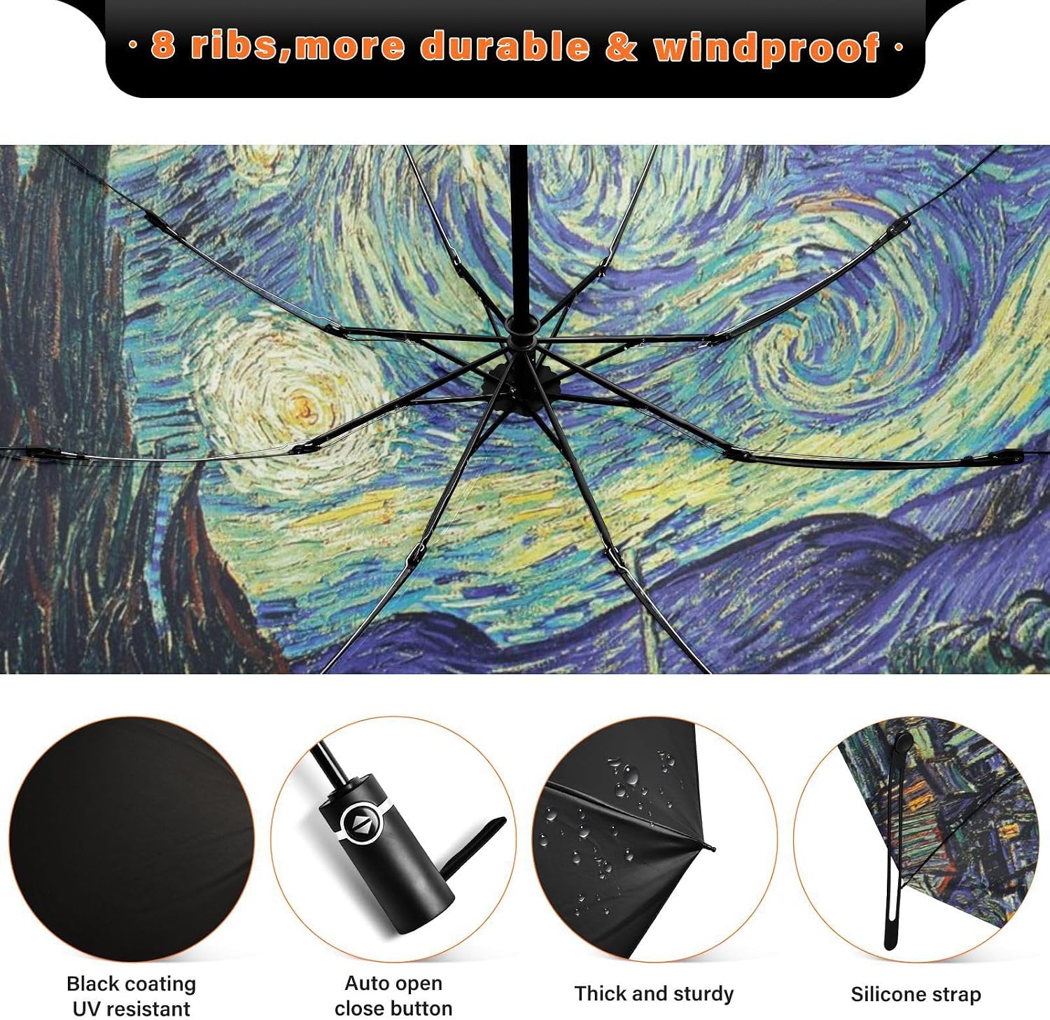 ALAZA Inverted Umbrella for Rain and Sun Auto Open Close 46 Inch Portable Reverse Folding UV Umbrella for Women Men