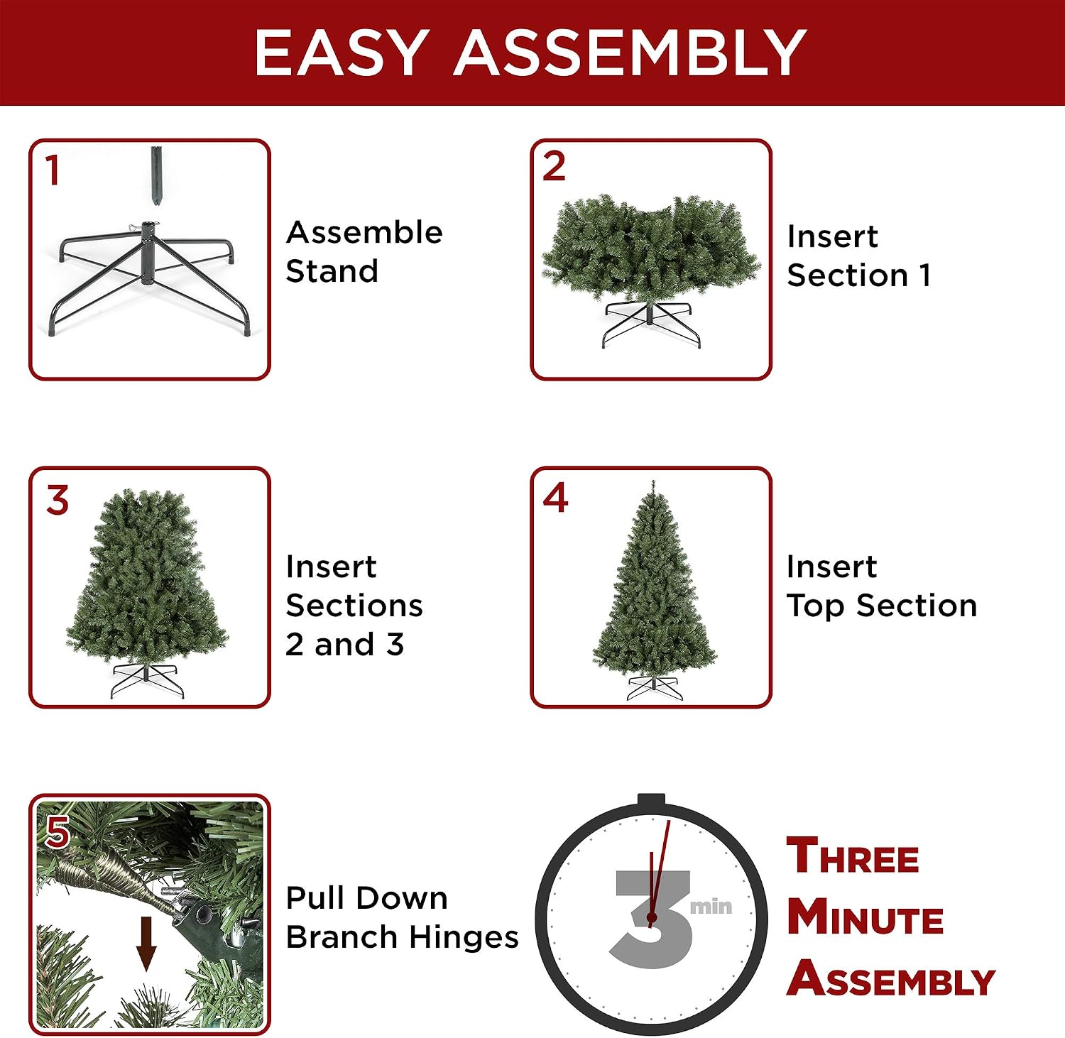 Best Choice Products 9ft Pre-Lit Instant Setup No Fluff Hinged Artificial Spruce Christmas Tree w/ 900 LED Lights, 2,128 Memory Steel Tips, Metal Stand