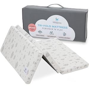 Babylicious Waterproof Pack and Play Mattress Topper 38 x 26 x 1 5 Trifold Style - Breathable Soft