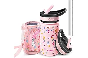 HQAYW Kids Water Bottle, 14oz Vacuum Insulated Stainless Steel Leakproof Thermos Water...