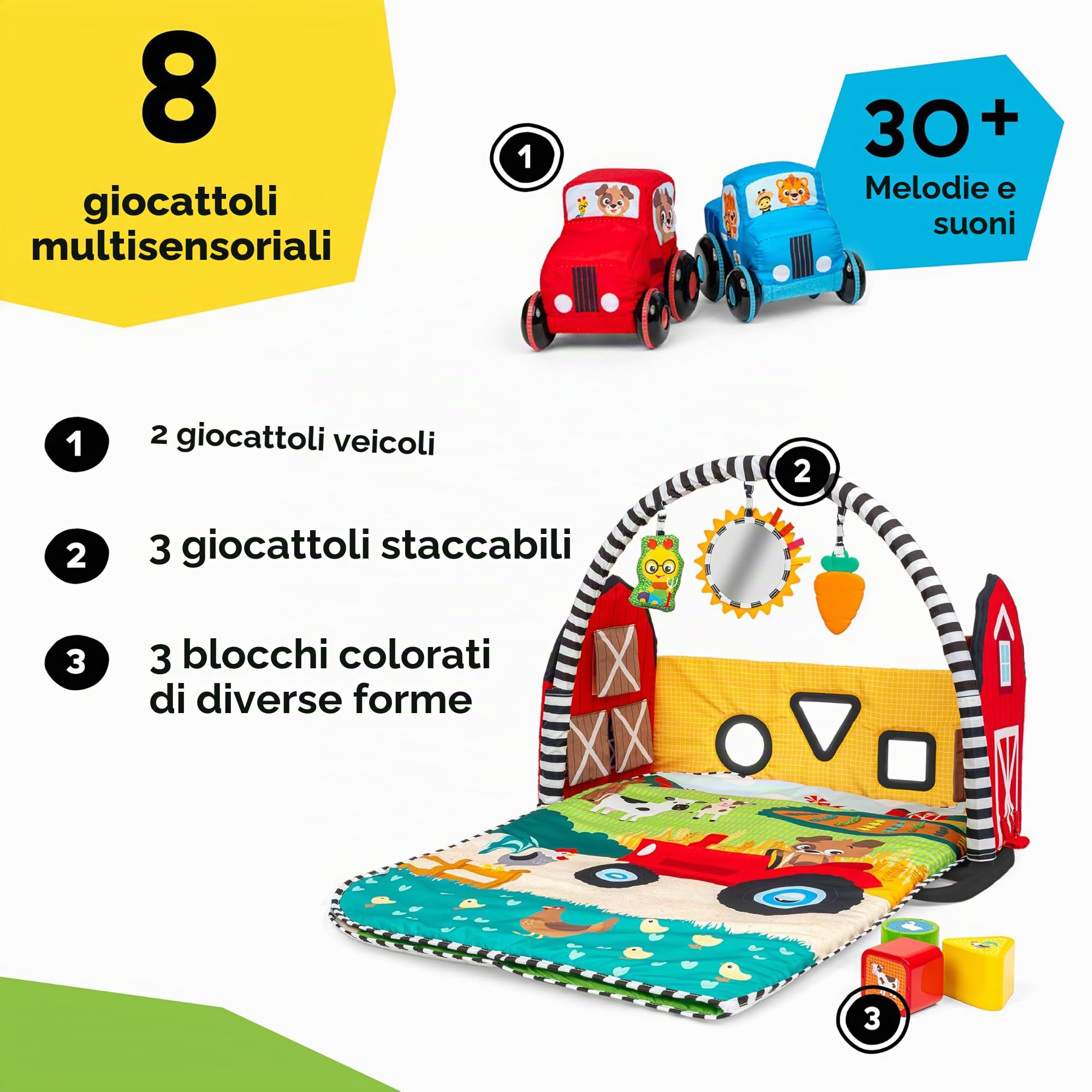 Baby Einstein, Palestrina multiattività Musicale Che cresce con Il Bambino Busy Barnyard Farm Explorers, con selezionatore di Forme, 0 Mesi-4 Anni