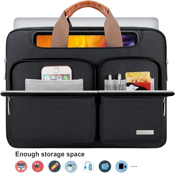 Lacdo 360 Protective Laptop Shoulder Bag for 13 inch MacBook Air M5 A3449 (2026), M4 A3240 2025, M3 A3113, M2 A2681, M1 A2337 A2179 A1932, 13 inch MacBook Neo A18 Pro A3404 (2026) Computer Bag, Black
