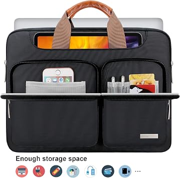Lacdo 360 Protective Laptop Shoulder Bag for 13 inch MacBook Air M5 A3449 (2026), M4 A3240 2025, M3 A3113, M2 A2681, M1 A2337 A2179 A1932, 13 inch MacBook Neo A18 Pro A3404 (2026) Computer Bag, Black