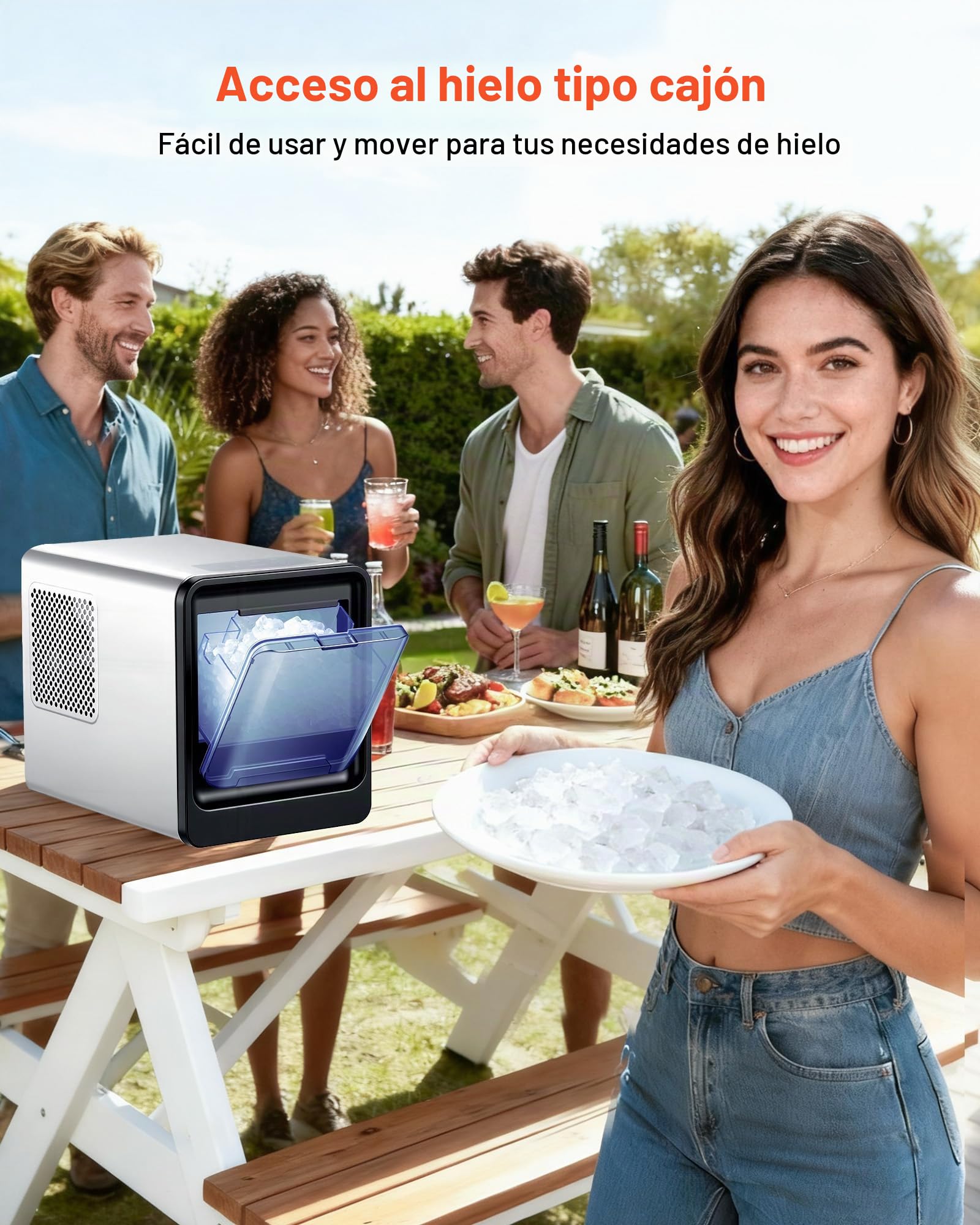VEVOR Máquina de Hielo en Pepitas de Encimera 15 kg/24 h, Máquina de Hielo Masticable en Pepitas Autolimpiable con Cuchara, Tanque de Agua de 0,8 L, para Hogar, Cocina, Oficina, Bar, Fiestas