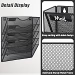 Organisateur de fichiers mural en maille EASEPRES à 5 niveaux, support de rangement vertical en métal pour magazines et papiers avec étiquette pour bureau à domicile, noir