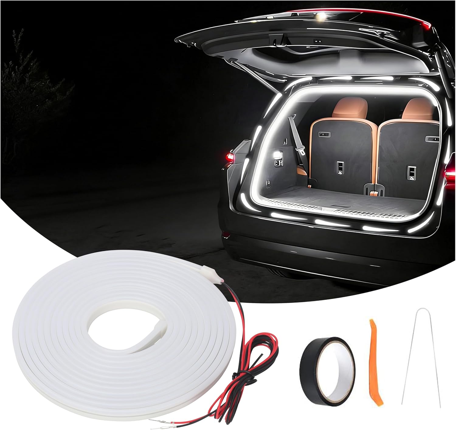 Trunk Led Light Strip for SUV, 157.48" Dynamic Flowing Trunk Light Strip, Non-Destructive Installation, Waterproof, Suitable for SUV/MPV Cargo Area Lighting (White)