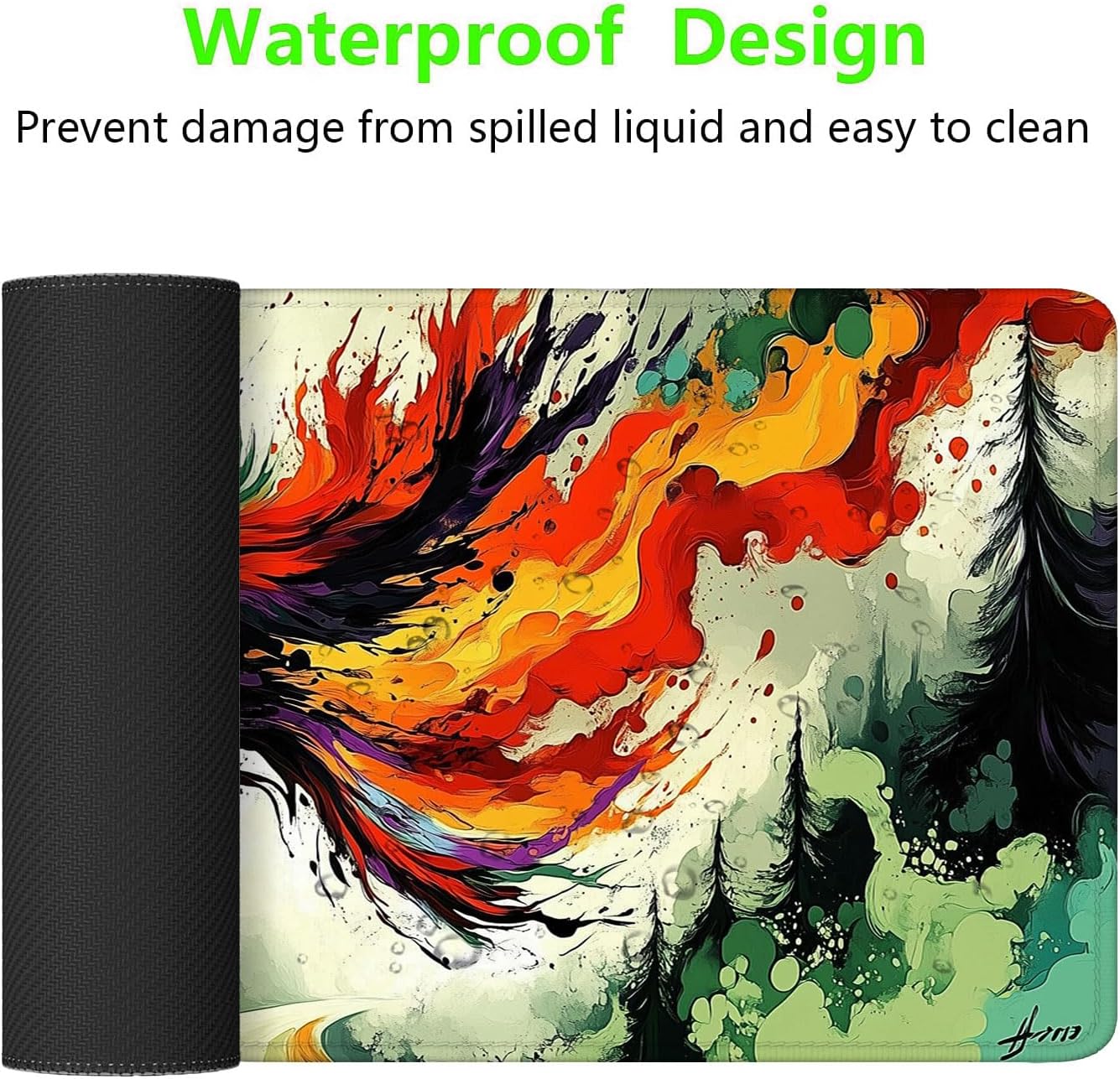 Phoenix Gaming Mouse Pad Fantasy Bird Colorful Ink Splash Art XL Mouse Pad Large Mousepad Extended Laptop Keyboard Mat Gaming Desk Pad Mouse Mat 31.5"x11.8" Office Home Decor for Women Girl image 2