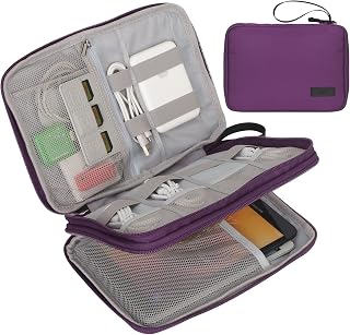 FYY Electronic Organizer, Travel Cable Organizer Bag Pouch Electronic Accessories Carry Case Portable Waterproof Double Layers All-in-One Storage Bag for Cable, Charger, Phone, Hard Drive,-Purple