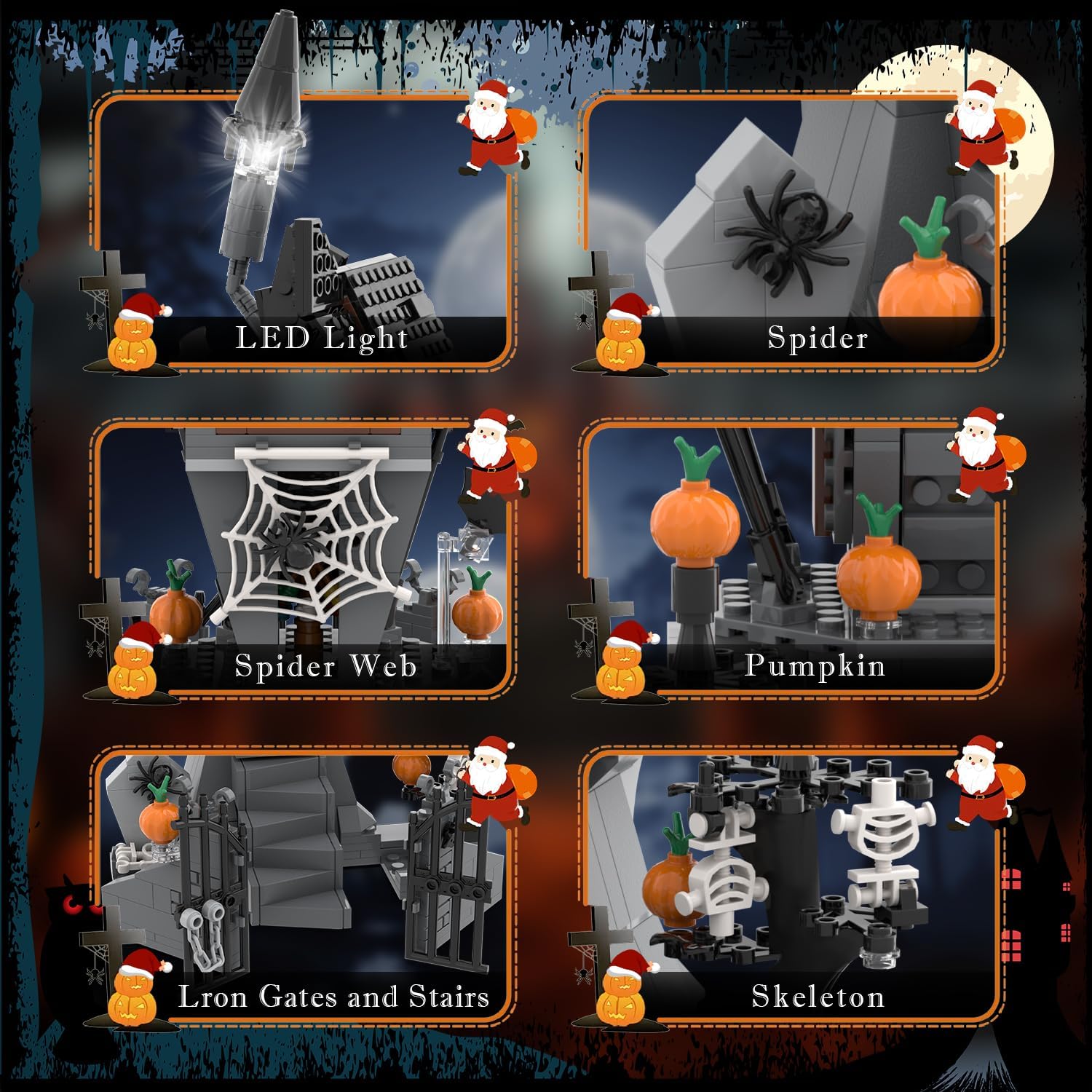 BrickTribe Haunted House Building Toys with Light, Night Before Halloween Haunted Mansion Building Set for Movie Fans and Kids, Compatible with Lego, 581 PCS