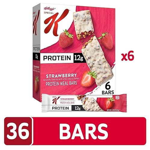 Miniatura 10 de Kellogg's Special K Barras de comida de proteínas, 0.44 onzas de proteína, reemplazo de comida, fresa (3 cajas)