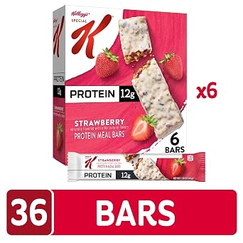 Special K Bar Protein Meal Bars, 12g Protein Snacks, Meal Replacement, Strawberry (6 Boxes, 36 Bars)