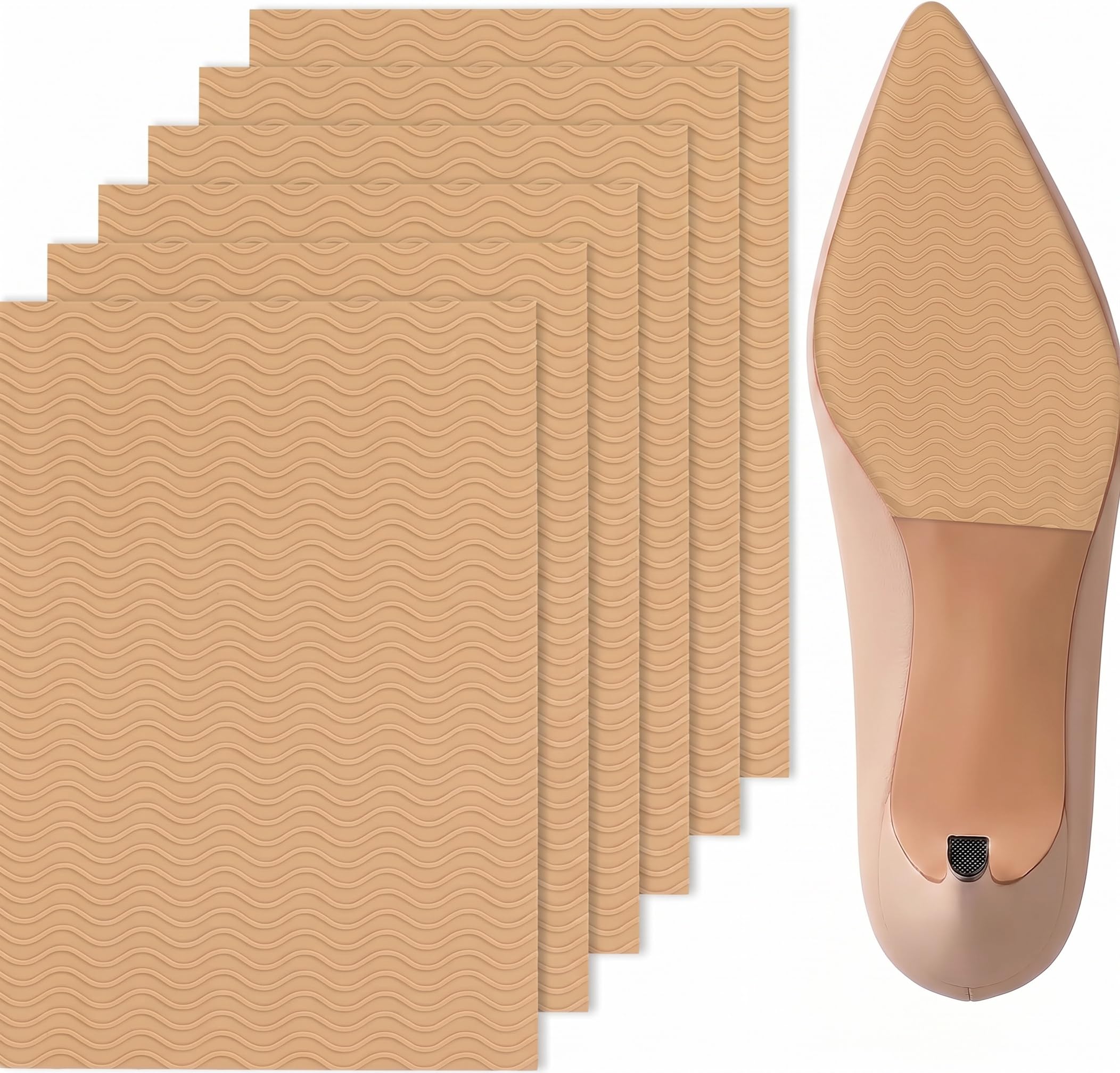 6 Pcs Shoe Sole Protector - Self-Adhesive Anti-Slip Grips for High Heels &amp; Boots &amp; Dress Shoes, Non-Slip Shoe Bottom Pads for Women (6 x 4 Inches, Yellow)