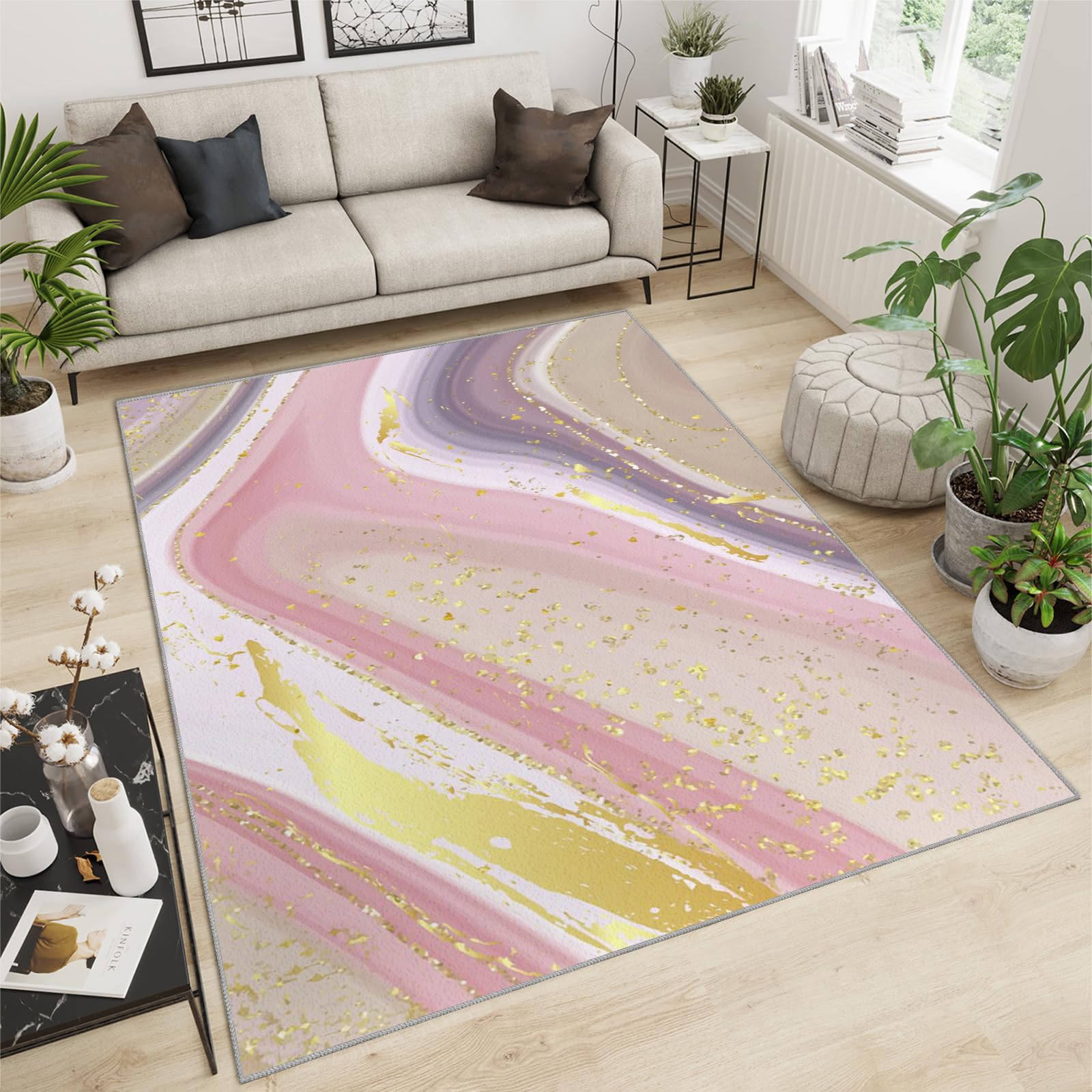 Tapis motif peinture à l'huile moderne effet marbre de luxe