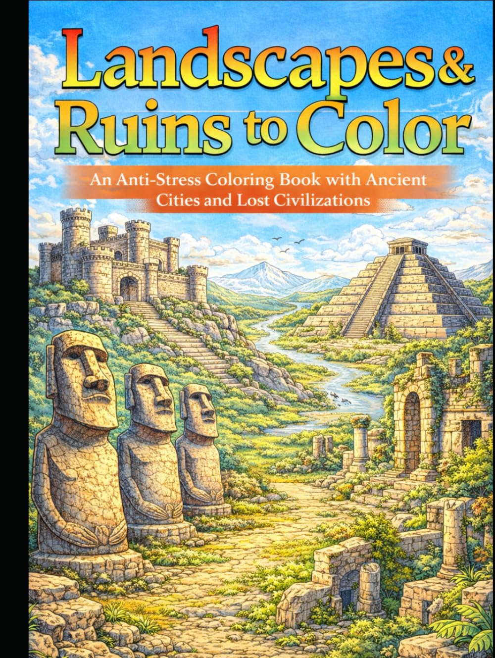 Landscapes & Ruins to Color: An Anti-Stress Coloring Book with Ancient Cities and Lost Civilizations