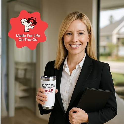 Miniatura 2 de KLUBI Taza de café con texto en inglés "Everything I Touch Turns to Sells" (Todo lo que toque se vuelve a vender) de 20 onzas, idea de regalo para