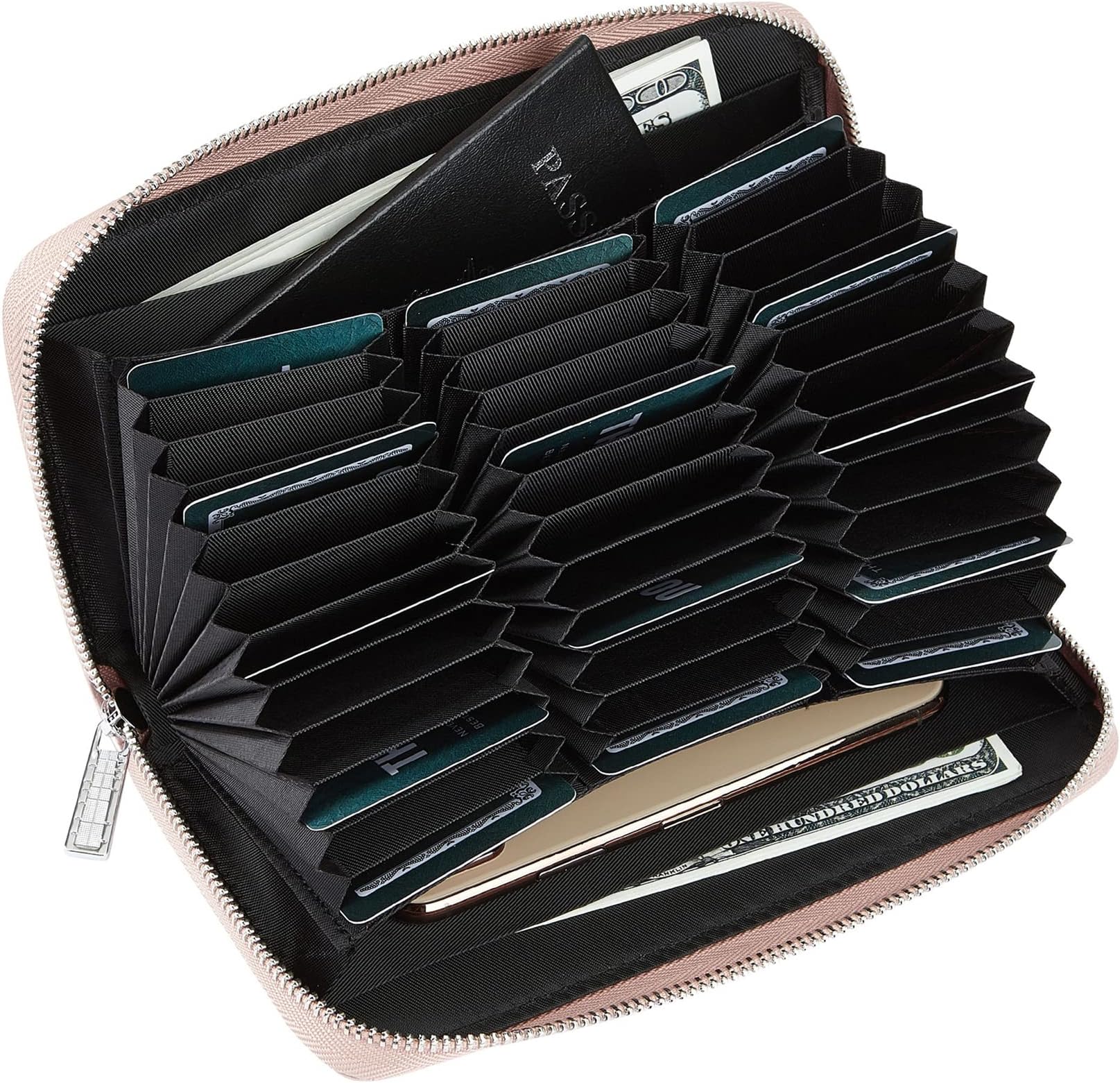 Women 36 Slots RFID Blocking Card Holder Large Long Leather Zipper Organizer Accordion Wallet