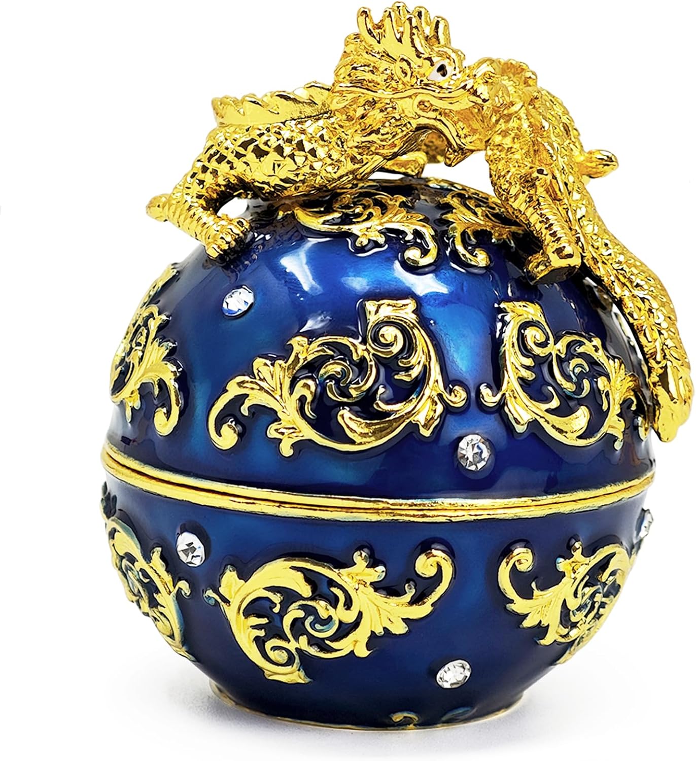 Fengshuibringluck Feng Shui Four Dragon Treasure Box Mini Desktop Ornament Good Luck Amulet Statue (Blue)