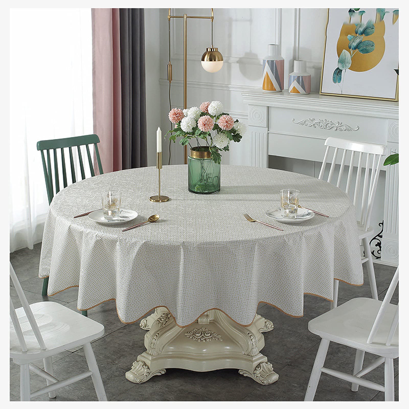 Nappe ronde en PU imperméable cuisine et salle à manger moderne