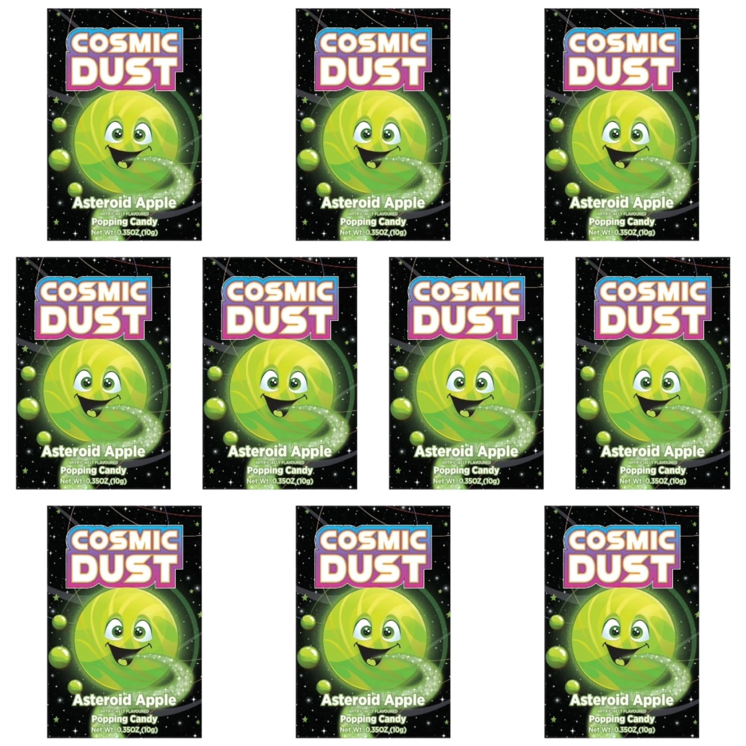 Cosmic Dust Asteroid Apple Popping Candy Mixed Flavours - 10 Packets of 10g - Fun and Exciting Popping Sensation - Great for Parties