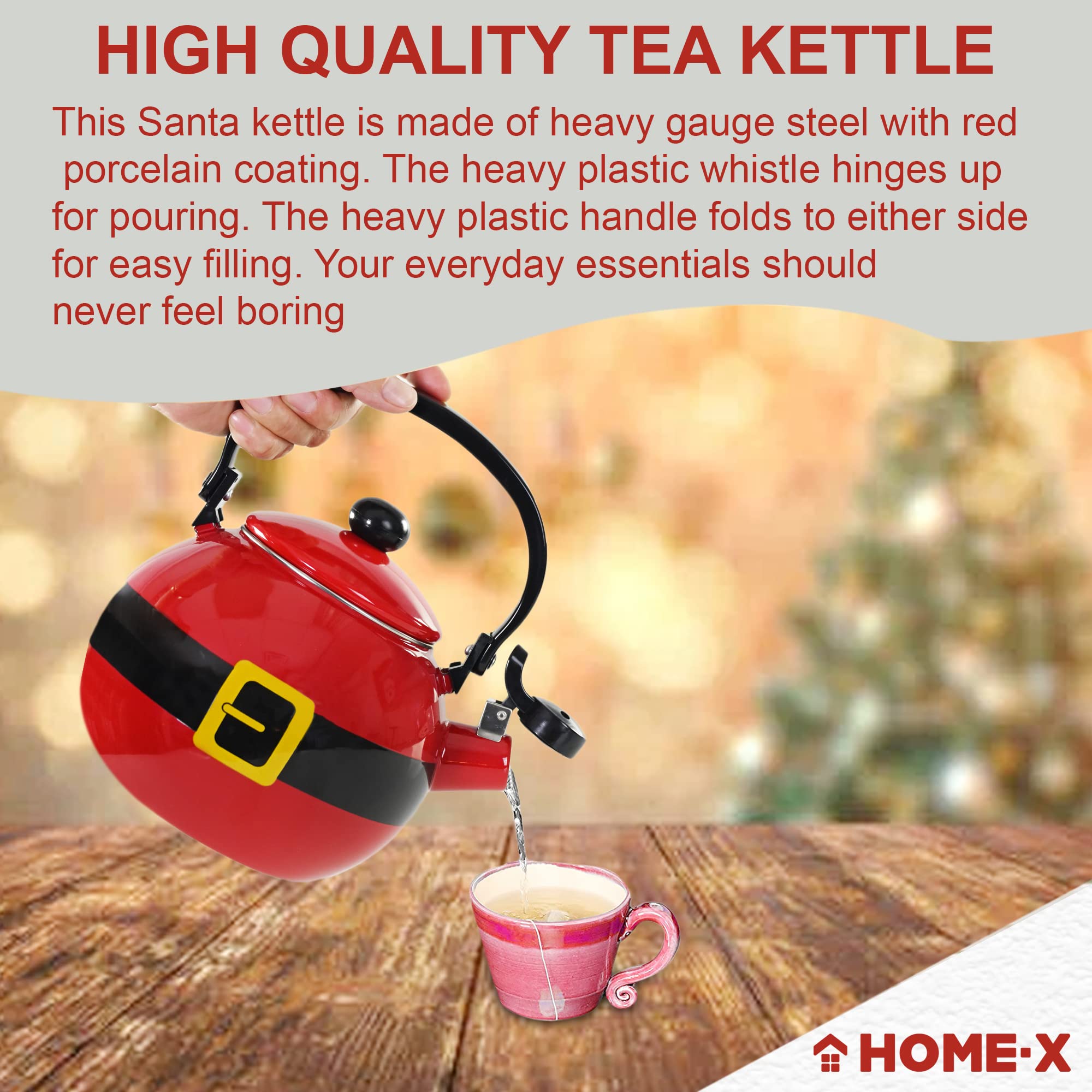Santa Claus Whistling Tea Kettle - Holiday Tea Kettle -3