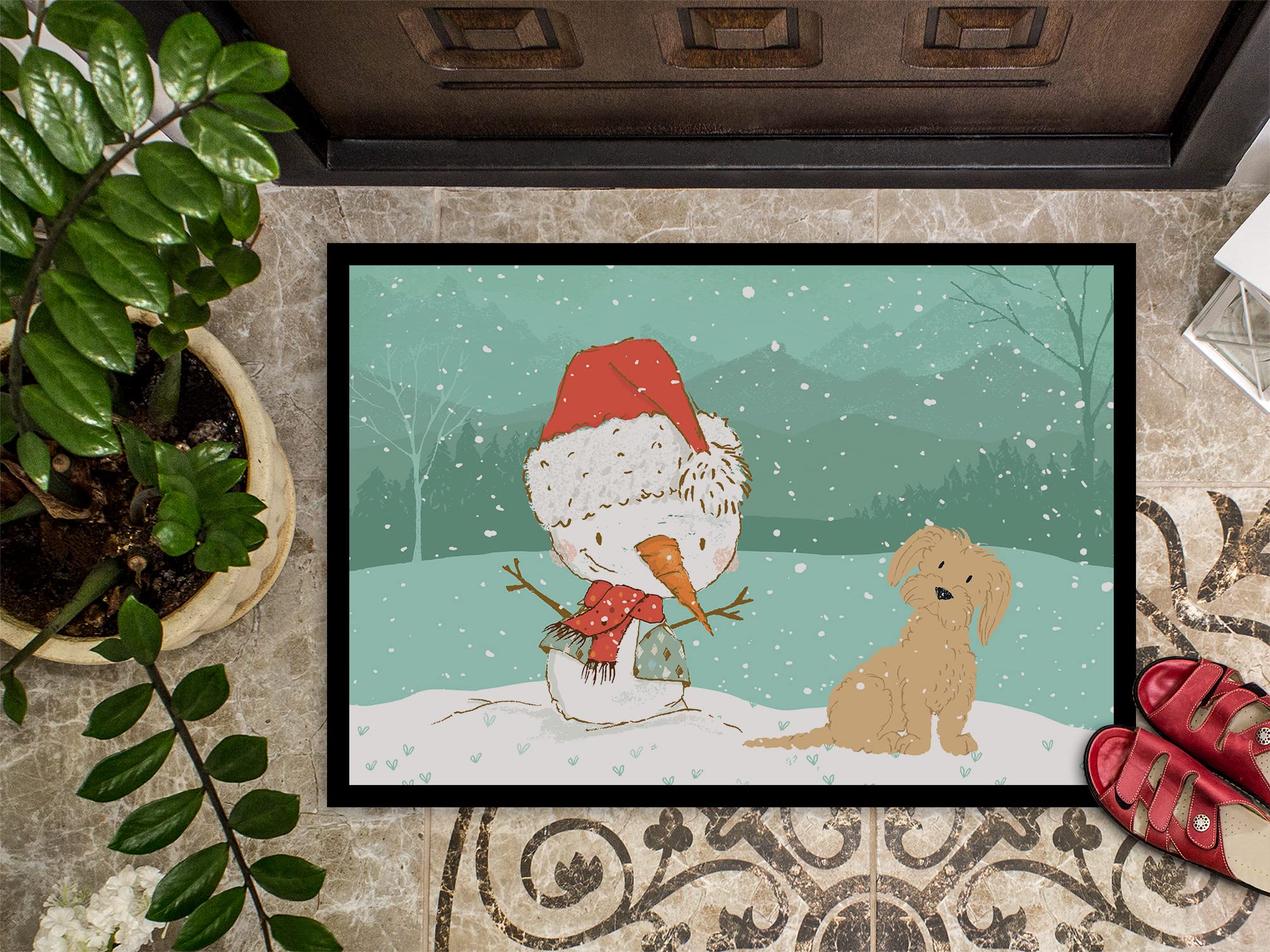 Caroline's Treasures CK2093MAT Malteser Schneemann Weihnachtsmatte für drinnen und draußen, 45,7 x 68,8 cm, 18 x 27 cm, Mehrfarbig