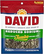DAVID Roasted and Salted Reduced Sodium Sunflower Seeds, Original Flavor, 16oz.