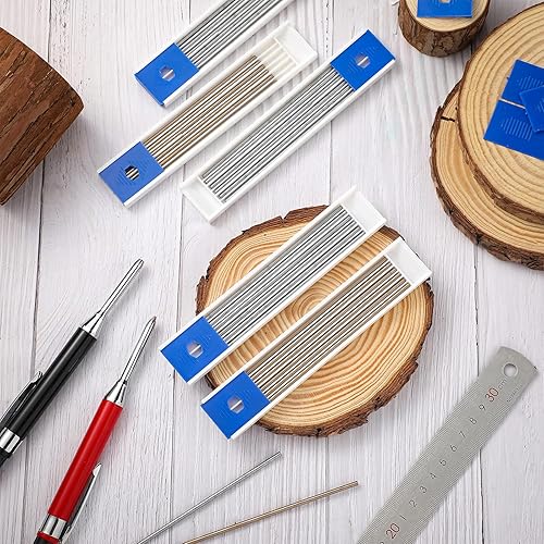 Miniatura 7 de Spakon 60 lápices de construcción de carpintero de 0.110 in, repuestos de plomo, herramientas mecánicas para escribir y dibujar (plata, dorado)