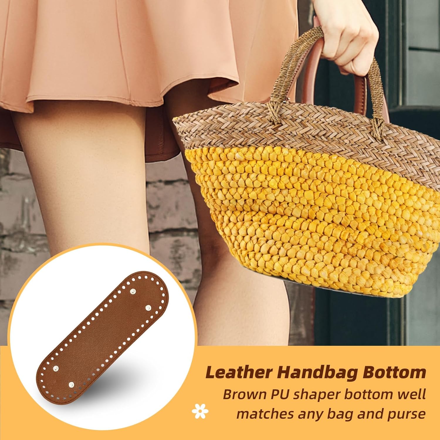 12 Pcs PU Leather Bag Bottom with Crochet Hooks Kit, 5 Sizes Bag Bases for Crochet, Oval Bag Bottom Shaping Pad Bags Cushion Base for DIY Knitting Crochet Bag Tote Purse Making - Image 6