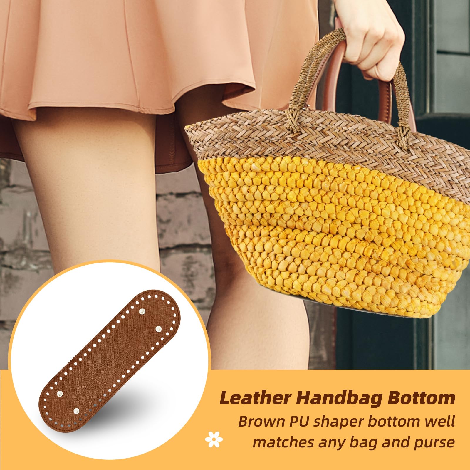 Amazon.com: 12 Pcs PU Leather Bag Bottom with Crochet Hooks Kit, 5