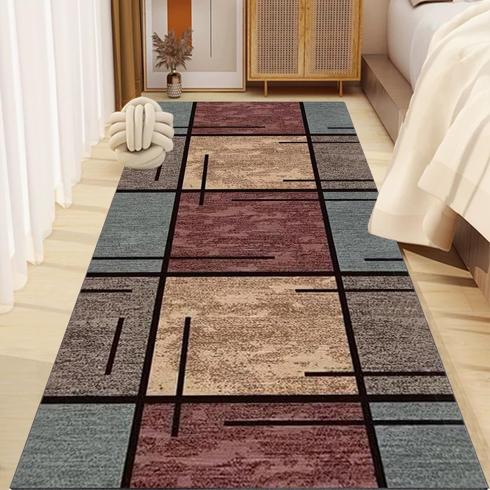 Lange tapijtloper voor de gang, 60 x 400 cm, wasbaar vloerkleed, voor keuken, robuuste gangloper, deurmat voor binnen, antislip traptapijt voor ingang, voordeur, hal, hal en woonkamer Lange tapijtloper voor de gang, 60 x 400 cm, wasbaar vloerkleed, voor keuken, robuuste gangloper, deurmat voor binnen, antislip traptapijt voor ingang, voordeur, hal, hal en woonkamer