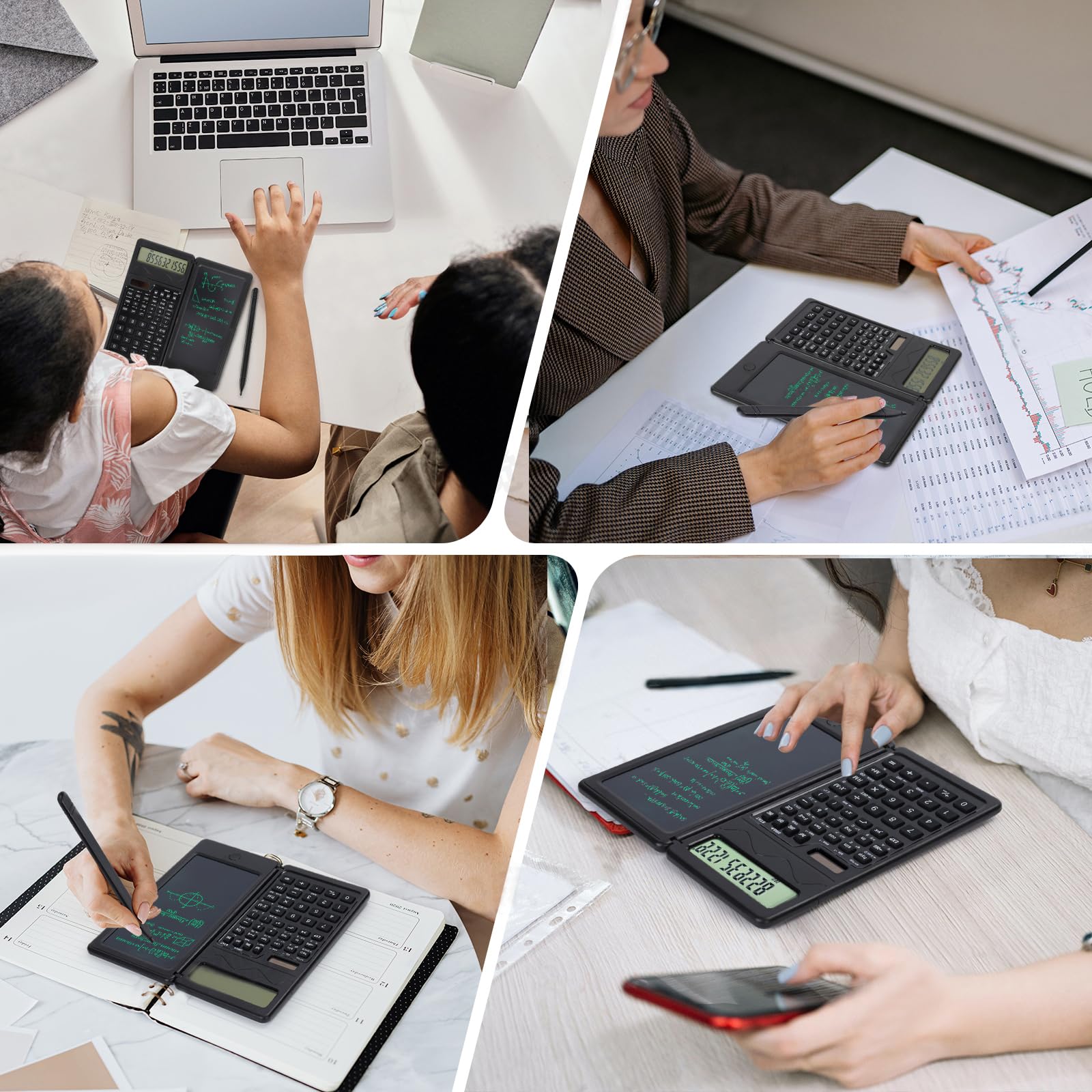 Calculatrices scientifiques pour étudiants, grand écran à 10 chiffres/calculatrice de mathématiques avec bloc-notes pour collège lycée et collège (noir)